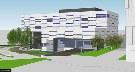 an artist rendering of the new CSUEB Warren Hall replacement building